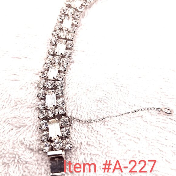 A Crystal Gem with Clustered Diamonds Bracelet, Item # A-227. wt 27 grams. - Picture 1 of 9